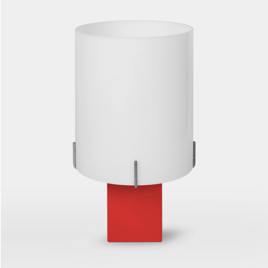 Romeo Red designer lamp by Studio Larum – minimalist red table lamp handcrafted in Poland.