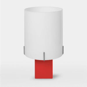Romeo Red designer lamp by Studio Larum – minimalist red table lamp handcrafted in Poland.
