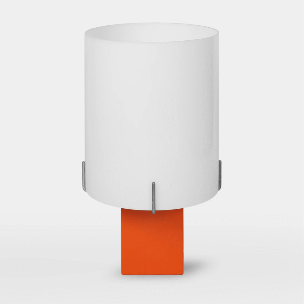 Solid Orange designer lamp by Studio Larum – minimalist orange table lamp handcrafted in Poland.