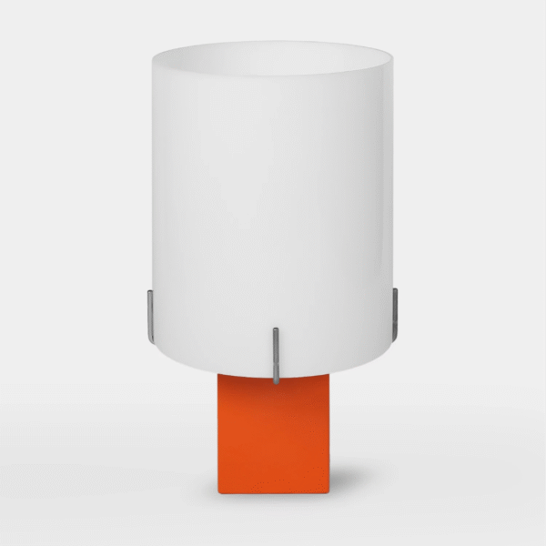 Solid Orange designer lamp by Studio Larum – minimalist orange table lamp handcrafted in Poland.